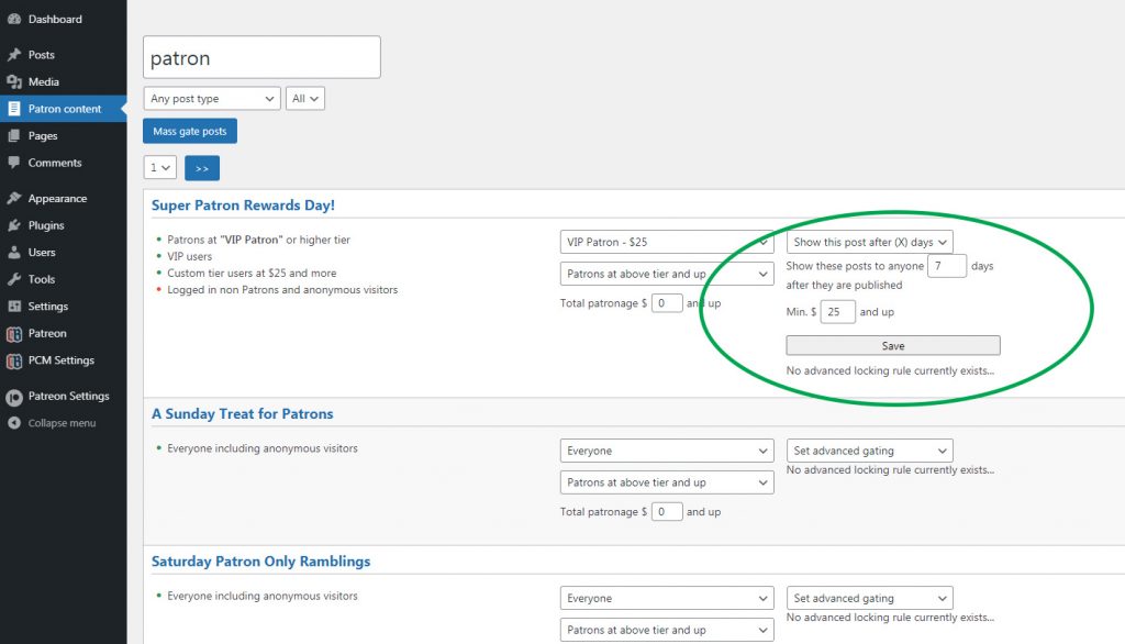 Use advanced gating with Patron Pro