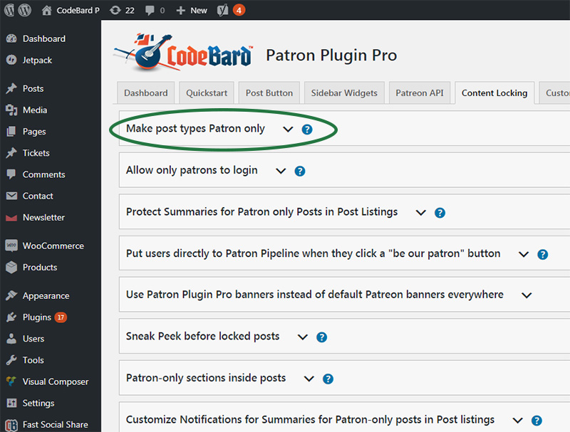 Make post types patron only